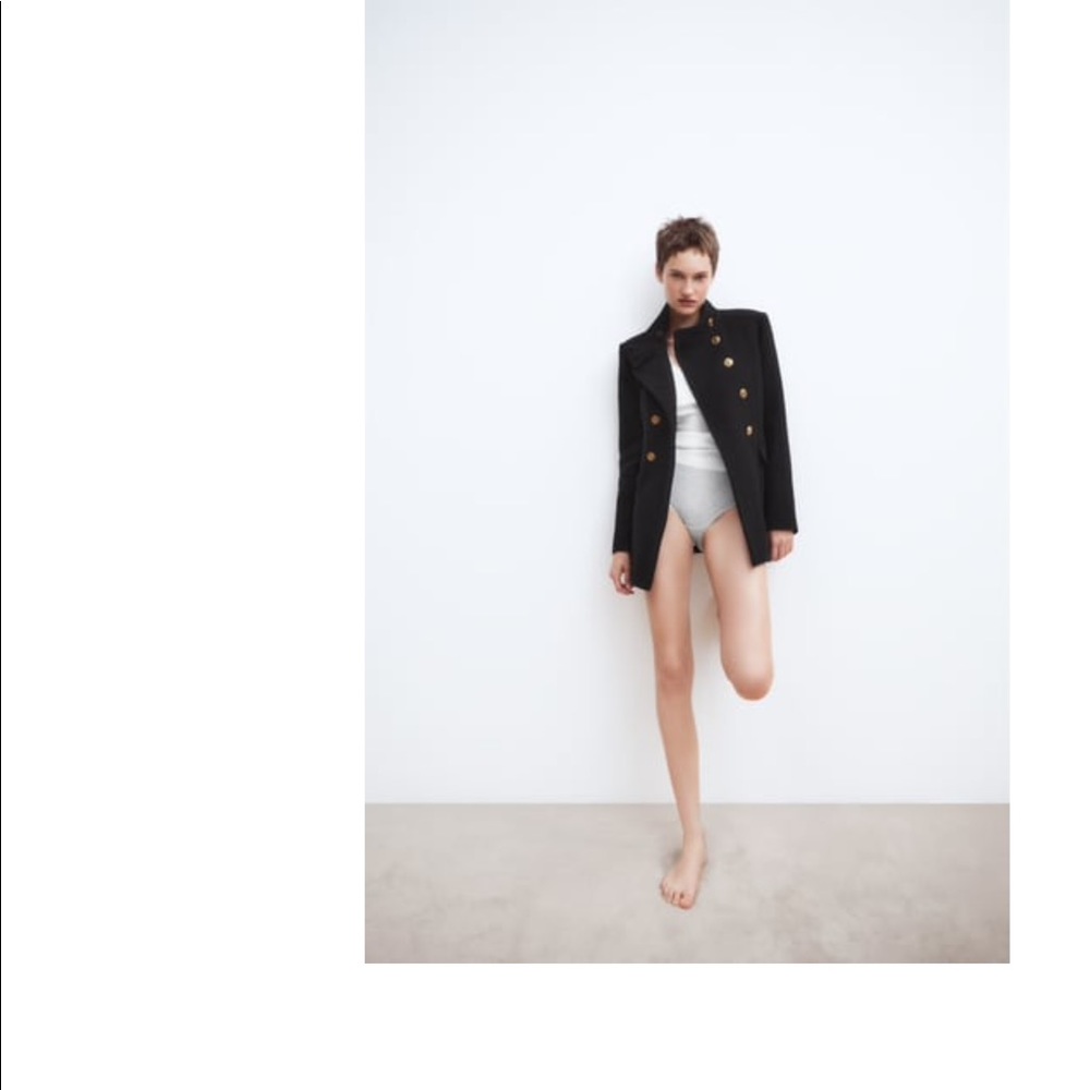 ZARA Gold Button Wool Blend Coat